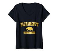 Mujer Souvenir del orgullo del oso de California de Sacramento Camiseta Cuello V