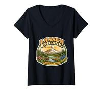 Mujer Souvenir del Parque Nacional Volcánico Lassen Visitante de California Camiseta Cuello V