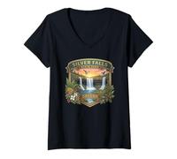 Mujer Souvenir del Sendero de Las Diez Cataratas del Parque Estatal Silver Falls de Oregón Camiseta Cuello V