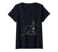 Mujer Souvenir Divertido para Hombre de Alaska AK Boys Alaska Camiseta Cuello V
