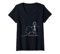 Mujer Souvenir Divertido para Mujer de Alaska, AK Girls Alaska Camiseta Cuello V