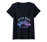 Mujer Souvenir Vintage Pride de Estes Park Colorado Bear Mountains Camiseta Cuello V