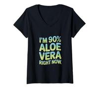 Mujer Soy 90 Aloe Vera ahora mismo Quemadura de sol Camiseta Cuello V