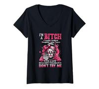 Mujer Soy A B TCH Hermoso Inteligente Pensativo Cuidar Honesto Camiseta Cuello V