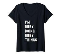 Mujer Soy Abby Haciendo Cosas de Abby Camiseta Cuello V
