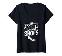 Mujer Soy Adicto a Comprar Zapatos Funny Fashion Lover Camiseta Cuello V