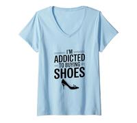 Mujer Soy Adicto a Comprar Zapatos Funny Fashion Lover Camiseta Cuello V