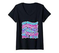 Mujer Soy amistoso, Pero mi Esposa no se Toca Divertido Groovy Camiseta Cuello V