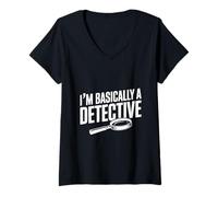 Mujer Soy básicamente un Detective Divertido para los Amantes del Misterio Camiseta Cuello V