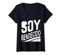 Mujer Soy Bendecido por Dios Camiseta Cuello V