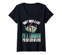 Mujer Soy Bibliotecario Tengo Muchas Vidas Con Libros Camiseta Cuello V