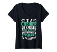 Mujer Soy cajero Conozco Los Códigos Secretos De Cada Producto En TH Camiseta Cuello V
