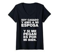 Mujer Soy casado y amo a mi esposa Funny Mexicans Sarcastic Camiseta Cuello V