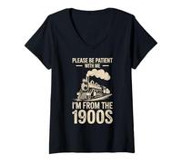 Mujer Soy de la década de 1900 | Día del Padre y papá Divertido Camiseta Cuello V