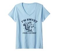 Mujer Soy Dulce Desde una Distancia Skunk Humor Introvertido Vintage Camiseta Cuello V