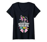 Mujer Soy el asistente Principal Bunny Feliz día de Pascua Camiseta Cuello V
