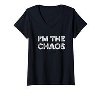 Mujer Soy El Caos Broma Sabio Chaotic Life Funny Meme Havoc Camiseta Cuello V