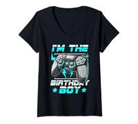 Mujer Soy el cumpleaños del niño Videojugador a Juego de cumpleaños Camiseta Cuello V