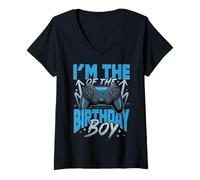 Mujer Soy el cumpleaños del niño Videojugador a Juego de cumpleaños Camiseta Cuello V