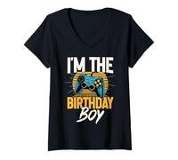 Mujer Soy el cumpleaños del niño Videojugador a Juego de cumpleaños Camiseta Cuello V