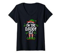 Mujer Soy el Disfraz de Vacaciones de último Minuto de papá Elfo Camiseta Cuello V