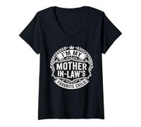 Mujer Soy el Hijo Favorito de mi Suegra Funny Camiseta Cuello V