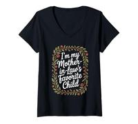 Mujer Soy el Hijo Favorito de mi Suegra Hombres Divertidos Mujeres Familia Camiseta Cuello V