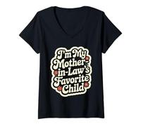 Mujer Soy el Hijo Favorito de mi Suegra Hombres Divertidos Mujeres Familia Camiseta Cuello V
