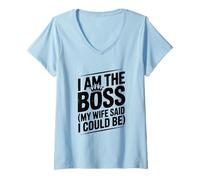 Mujer Soy el Jefe, mi Esposa Dijo Que podía ser Divertida. Cita Camiseta Cuello V