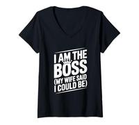 Mujer Soy el Jefe, mi Esposa Dijo Que podía ser Divertida. Cita Camiseta Cuello V