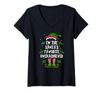 Mujer Soy el Pajama Elfo de los Elf de Navidad Favorito de Santa. Camiseta Cuello V