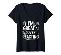 Mujer Soy genial reaccionando exageradamente con una cita divertida Camiseta Cuello V