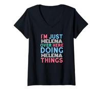 Mujer Soy Helena aquí Haciendo Helena Things Nombre Camiseta Cuello V