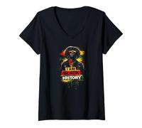 Mujer Soy Historia Negra Afro melanina Reina Orgullo Camiseta Cuello V
