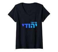 Mujer Soy Judío Hebreo Identidad Orgullo Patrimonio Judío Israel Arte Camiseta Cuello V