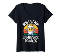 Mujer Soy la Caña Cambiando Pañales Divertida Camiseta Cuello V