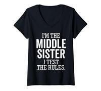 Mujer Soy la Hermana del Medio I Test The Rules Funny Sibling Camiseta Cuello V