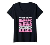 Mujer Soy la hermana mayor que hago las reglas Camiseta Cuello V