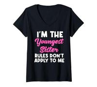 Mujer Soy la hermana menor Las reglas no se aplican a mí - Matching Camiseta Cuello V