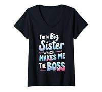 Mujer Soy la Hermana Que me Hace Divertida la jefa Camiseta Cuello V