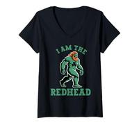 Mujer Soy la Pelirroja Ginger Bigfoot Trébol del día de San Camiseta Cuello V