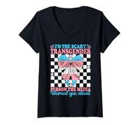 Mujer Soy la persona transgénero aterradora que los medios te advirtieron trans Camiseta Cuello V