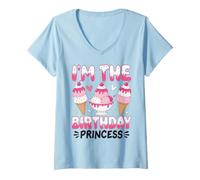 Mujer Soy la Princesa de cumpleaños Helado Fiesta de cumpleaños niña Camiseta Cuello V