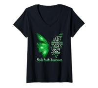 Mujer Soy la tormenta Mariposa de conciencia sobre la salud mental Camiseta Cuello V