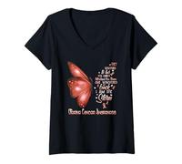 Mujer Soy la tormenta Mariposa de Concientización del Cáncer Uter Camiseta Cuello V