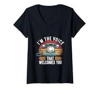 Mujer Soy la voz que te da la bienvenida Recepcionista Recepcionista Camiseta Cuello V