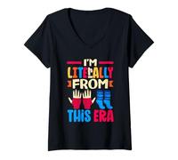 Mujer Soy Literalmente de esta Era 80s Traje 1980s Retro 80s Camiseta Cuello V