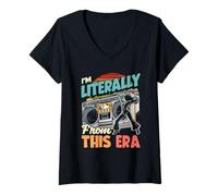 Mujer Soy Literalmente de esta Era 80s Traje 1980s Retro 80s Camiseta Cuello V