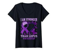 Mujer ¡Soy más Fuerte Que el Lupus! Mes de concientización sobre el Lupus Guerrero Camiseta Cuello V
