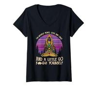 Mujer Soy Mayormente Paz Amor Y Luz Y Un Poco Go Yoga Camiseta Cuello V